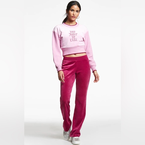 Juicy Couture Pink cropped velour sweater XS - Picture 3 of 5